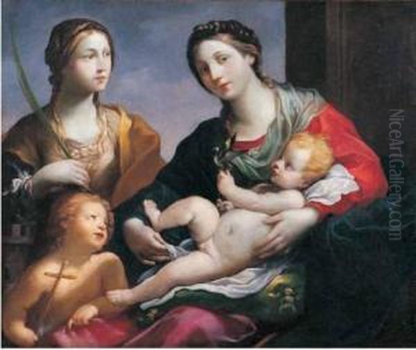 Madonna Con Il Bambino, San Giovannino E Santa Barbara - view 1