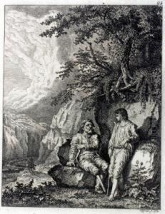 Greis Mit Holzbein Und Knabe Am Felsen by Salomon Gessner