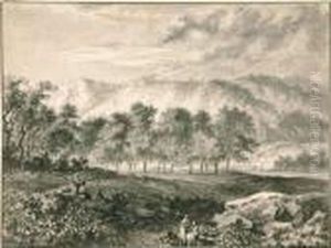 Idyllische Landschaft. by Salomon Gessner