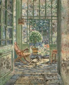 Conservatory With Garden Beyond by Albert Geudens
