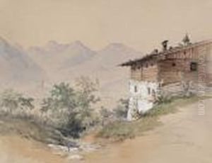 Bauernhaus Und Blick Auf Schladming by Georg Geyer