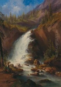 The Schwarzbach Falls At Golling by Georg Geyer