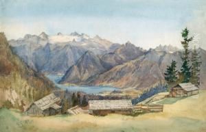 Huttenegger Alm Mit Blick Auf Den Hallstatter Seeund Dachstein by Georg Geyer