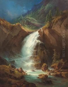 Der Schwarzsbachfall Bei Golling by Georg Geyer