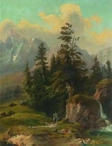 Jager Und Hund Bei Dem Erlegten
 Hirsch