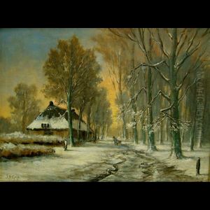 Winter Scene by Adriaan Marinus Geijp