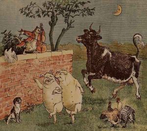 The Cat and the Fiddle and the Cow - Illustrations from Hey Diddle Diddle by Randolph Caldecott