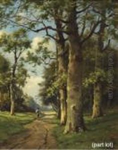Seasons: A Forest Path In Summer; And A Forest Path In Autumn by Adriaan Marinus Geijp