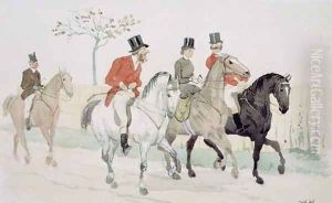 The Rivals, (numbers one, two and three cartoon sketches) by Randolph Caldecott