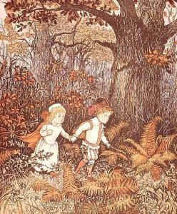 Babes in the Wood (2 children walking in the wood) by Randolph Caldecott