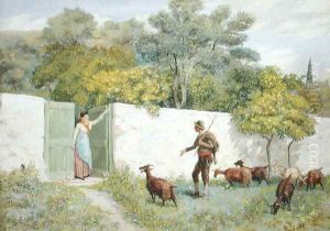 Scene at Montone - The Goatherd, 1866 by Randolph Caldecott