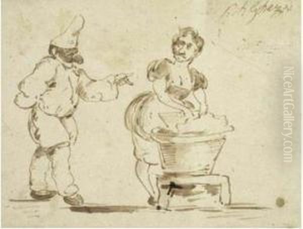 A) Lavandaia Con Figura In Maschera - view 1