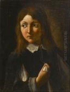 Portrait Of A Young Boy,
Half-length, In A Black Coat With Sleeves Slashed To Reveal White, And A
White Lawn Collar by Pier Leone Ghezzi