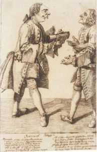 Double Caricature Of Ghezzi And The Engraver Osterreich by Pier Leone Ghezzi