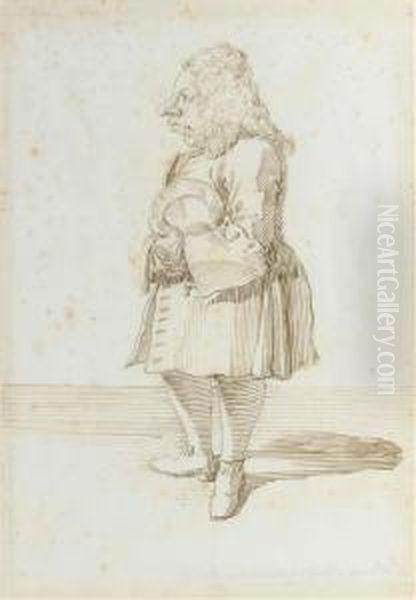Portrait De Monsieur Le Brun, Valet De Chambre, De Profil A Droite,tenant Une Assiette - view 1