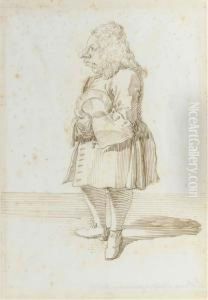 Portrait De Monsieur Le Brun, Valet De Chambre, De Profil A Droite,tenant Une Assiette by Pier Leone Ghezzi