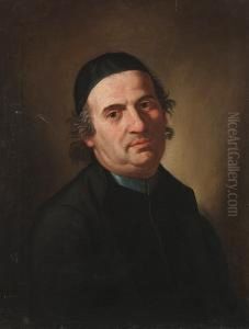 Portrait Of A Cleric, Bust-length, In Black Costume With A Black Skull Cap