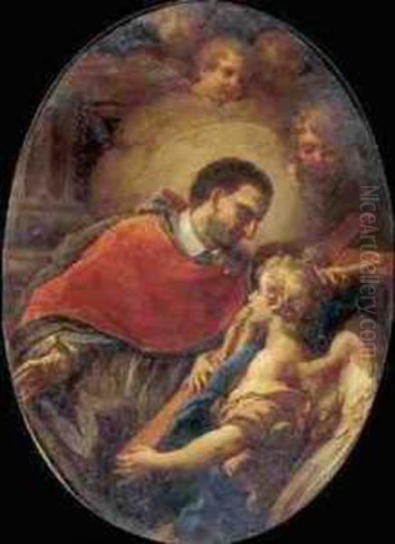 Saint Carlo Borromeo Contemplating The Cross - view 1