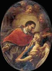Saint Carlo Borromeo Contemplating The Cross by Pier Leone Ghezzi