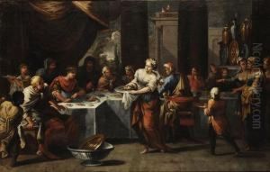 Coppia Di Scene Di Banchetto