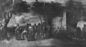 Saltarello Tra Contadini Sull'aia Di Un Casale Rustico by Matteo Dei Pitocchi Ghidoni