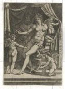 Venus And Vulcan Seated On A Bed