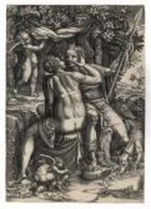 Venus And Adonis by Giorgio Ghisi