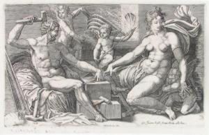Venus Und Vulkan In Der Schmiede. Kupferstich Nach Perino Del Vaga by Giorgio Ghisi