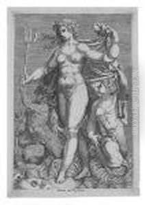 Thetis Standing With Two Tritons by Giorgio Ghisi