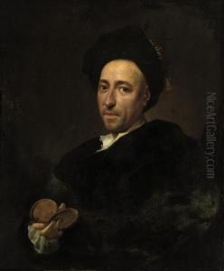 Portrait Of A Gentleman,
Bust-length, In A Brown Coat And Cap, A Snuffbox In His Right Hand by Vittore Ghislandi