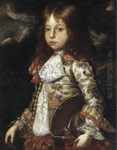 Portrait Of A Young Boy, Half 
Length, Wearing A Richly Embroidered Coat And Holding A Hat - view 1