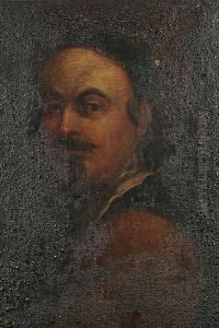 Portrait Of A Man, Bust-length, In A Brown Shirt And A White Collar by Vittore Ghislandi