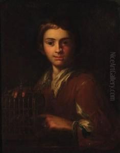 A Youth Pointing At A Birdcage