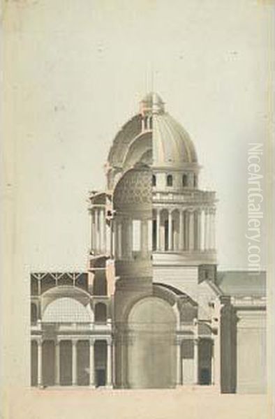 Coupe : Projet Definitif Pour La
Structure Interieure Du Pantheon, Apres La Mort De Soufflot (posterieur
A 1791) - view 1
