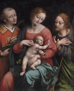 The Madonna And Child With Saint Stephen And Saint John Thebaptist by Giampietrino