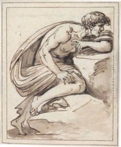 Studie Eines Knieenden Mannes Mit Drapiertem Umhang by Felice Gianni