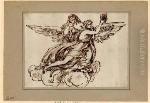 Zwei Weibliche Allegorische Figure by Felice Gianni