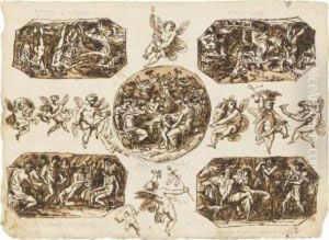 Ceiling Design With Scenes From
The Life Of Paris And Studies Of Putti by Felice Gianni