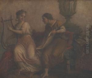 The Muse Of Music; Also Two Other Paintings By The Same Hand (a Group Of Three) by Felice Gianni