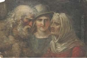 Un Jeune Homme Entoure D'un Couple De Vieillards