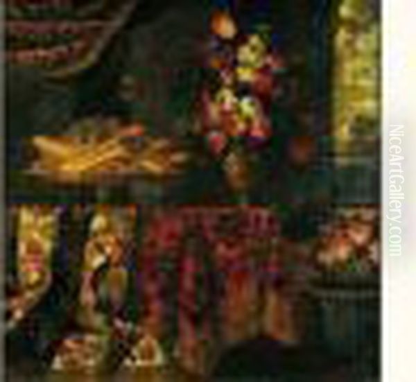 Nature Morte Au Plat De Biscuits Et Vase De Fleurs - view 1