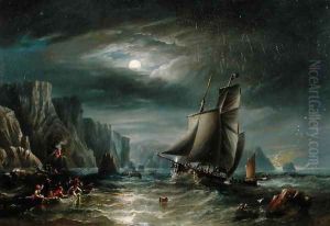 Moonlit Coastal Scene, 1840 by James Wilson Carmichael