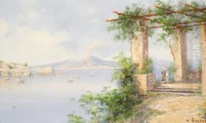 A View Of The Bay Naples From A Terrace by Gianni