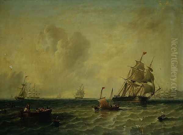 Shipping in a light breeze off Whitby - view 1