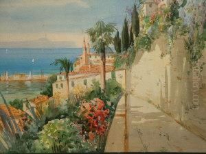 Mediterranean Coastal View With A Town In The Distance by Gianni