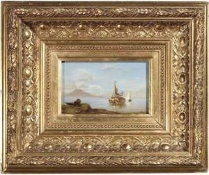 Sailing Ships In The Bay Of Naples by Gianni
