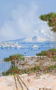 Italia Verso Il 1900 Veduta Del Vesuvio by Gianni