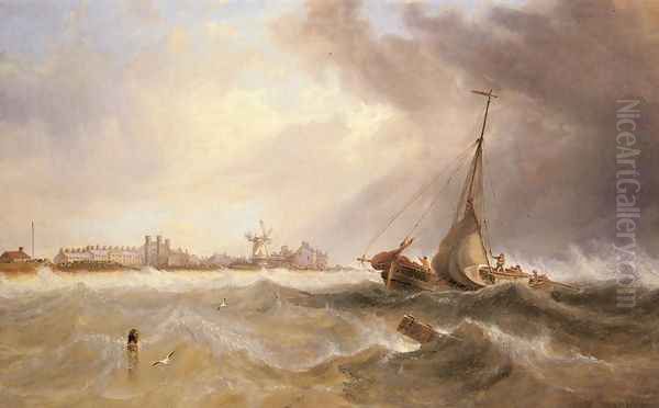 Shipping off a Coast in Choppy Seas - view 1