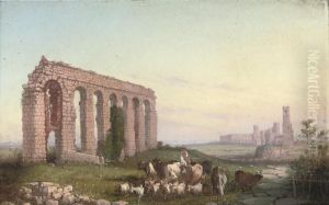 Herding Livestock On The Roman Campagna by Girolamo Gianni