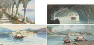 A Colonnade Overlooking The Isle
Of Capri; Isola Bella, Lago Maggiore; The Blue Grotto, Capri; And Isola
Bella, Lago Maggiore by Girolamo Gianni